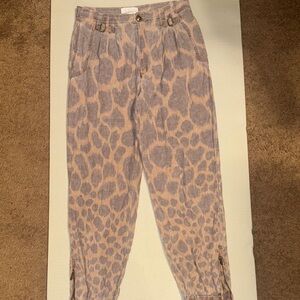 Anthropologie Animal Print Cropped Pants - Lavender and Beige